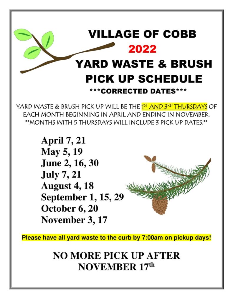 2022 Brush Pickup Schedule